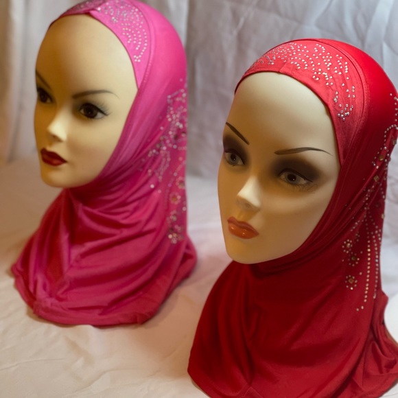 Muslim one piece kids hijab lslamic girl solid Scarf Arab head Wrap Hat - Picture 10 of 12